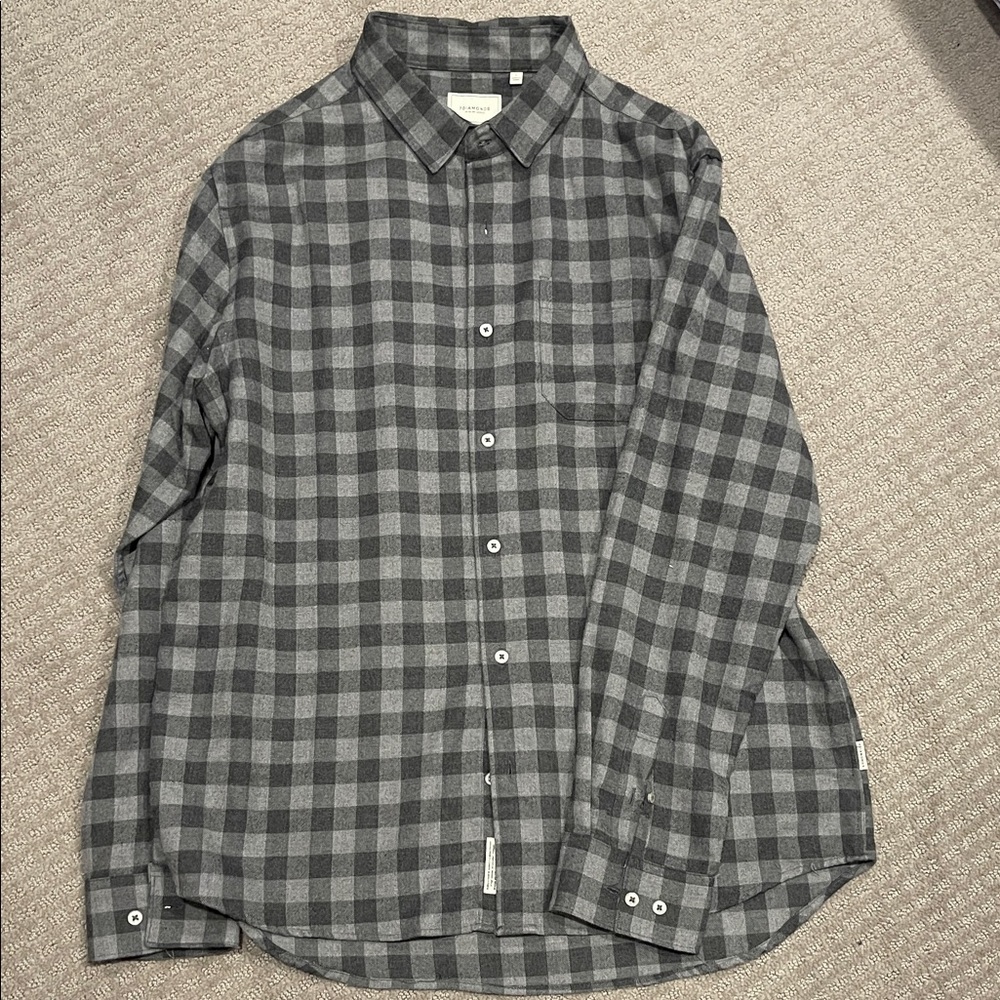 7 Diamonds Charcoal and Light Gray Plaid Men's Shirt